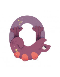 Lettre O violet en bois -...