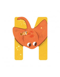 Lettre M jaune en bois -...