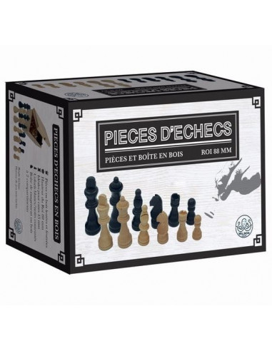 Coffret de pièces d’échecs en bois -...