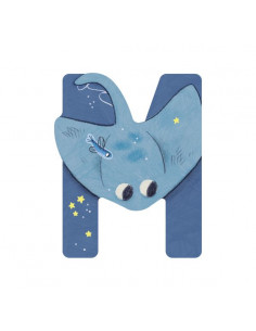 Lettre M bleu en bois -...