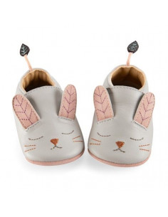 Chaussons cuir lapin gris...