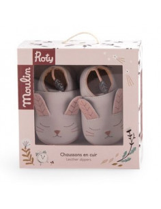 Chaussons cuir lapin gris... 2