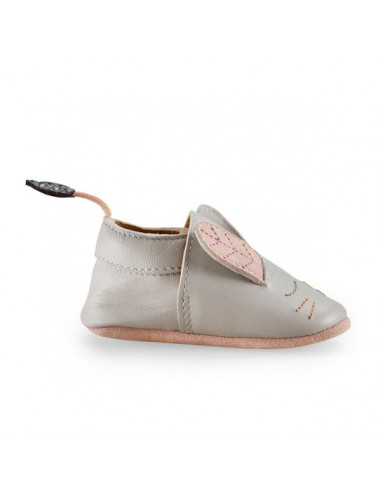 Chaussons cuir lapin gris Après la... Chaussons cuir lapin gris Après la...