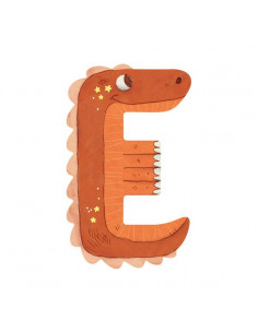 Lettre E orange en bois -...