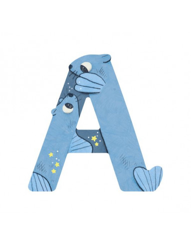 Lettre A bleu en bois - Moulin Roty