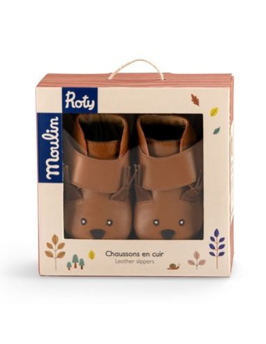 Chaussons cuir écureuil camel Pomme... Chaussons cuir écureuil camel Pomme...