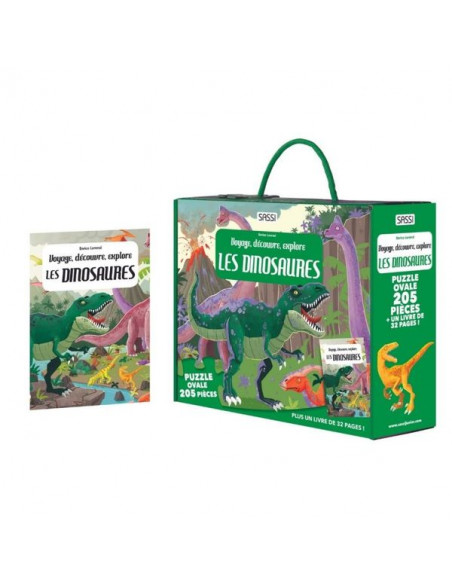 Puzzle de dinosaure avec rangement de boîte de fer de voyage