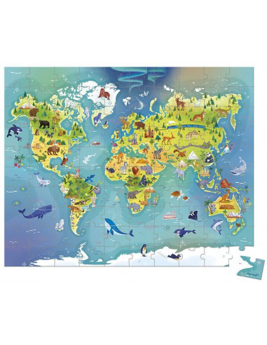 Puzzle Monde 100 pièces - Janod Puzzle Monde 100 pièces - Janod