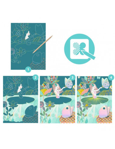 Cartes à gratter L'étang - Djeco Cartes à gratter L'étang - Djeco