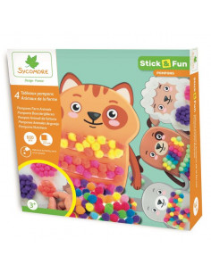 4 tableaux pompons animaux...