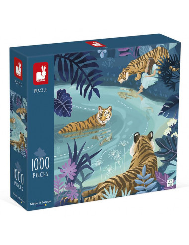 Puzzle Tigres au clair de lune 1000...