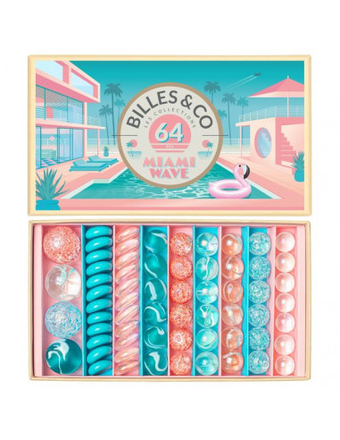 Coffret de 64 billes Miami Wave -...