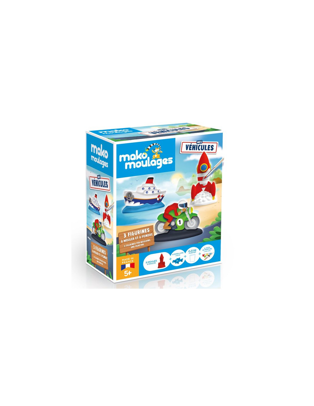 mako moulages - Mes Véhicules - 3 Moules en Plâtre à Peindre - Bateau,  Fusée et Moto + Pilote - Kits Loisirs Créatifs pour Enfants - Moules  réutilisables - Made In France - Dès 5 ans - 39050 : : Jeux et  Jouets