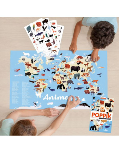Poster en stickers animaux du monde -... Poster en stickers animaux du monde -...