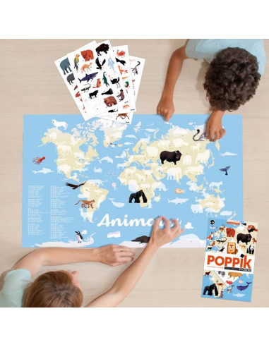 Poster en stickers animaux du monde -... Poster en stickers animaux du monde -...