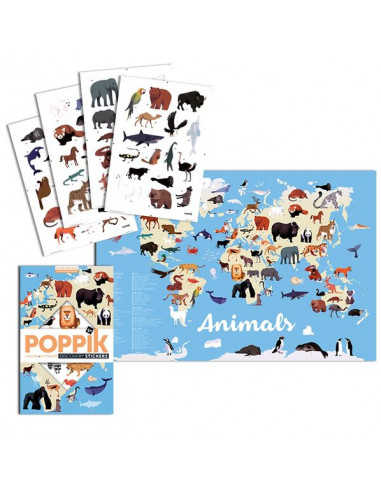 Poster en stickers animaux du monde -... Poster en stickers animaux du monde -...