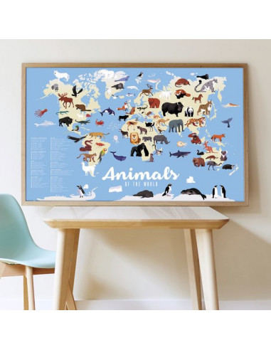 Poster en stickers animaux du monde -... Poster en stickers animaux du monde -...