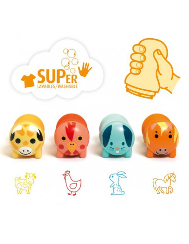 Tampons animaux de la ferme - Djeco Tampons animaux de la ferme - Djeco