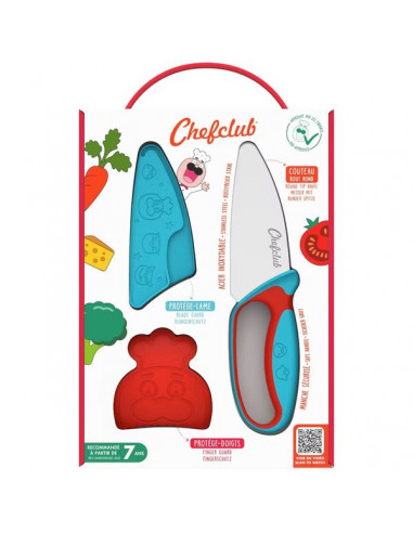 Couteau du chef bleu et rouge -... Couteau du chef bleu et rouge -...