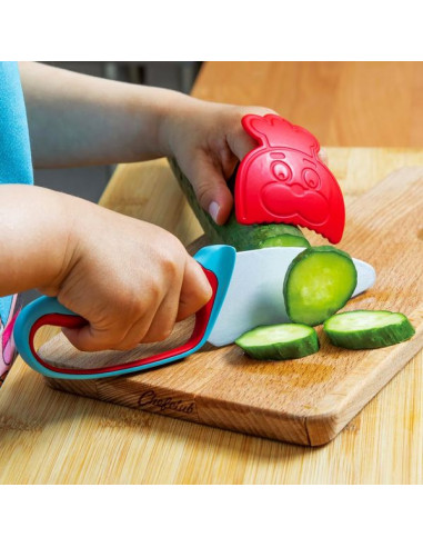 Couteau du chef bleu et rouge -... Couteau du chef bleu et rouge -...