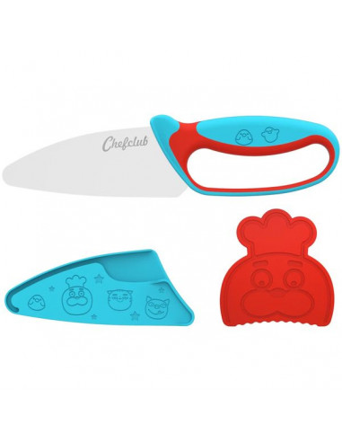 Couteau du chef bleu et rouge -... Couteau du chef bleu et rouge -...