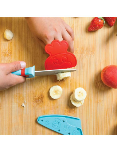 Couteau du chef bleu et rouge -... Couteau du chef bleu et rouge -...
