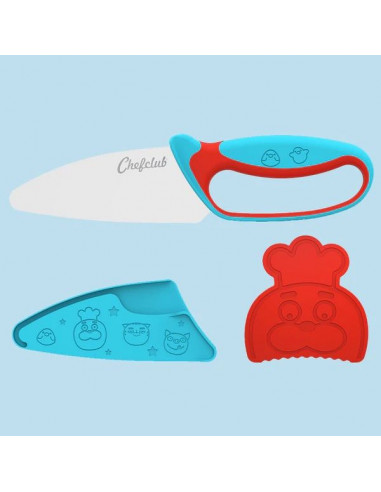 Couteau du chef bleu et rouge -... Couteau du chef bleu et rouge -...
