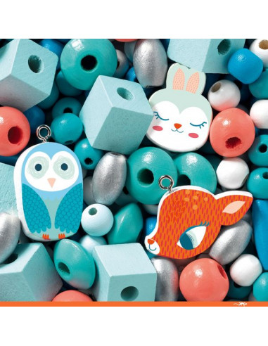 Perles en bois petits animaux - Djeco Perles en bois petits animaux - Djeco