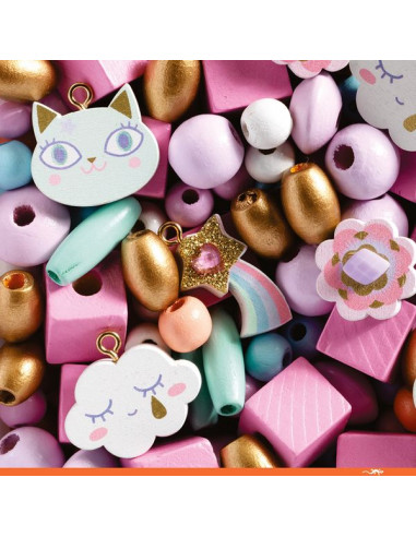 Perles en bois arc en ciel - Djeco Perles en bois arc en ciel - Djeco