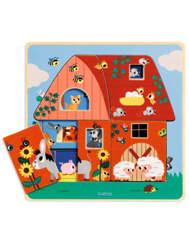 Puzzle 3 niveaux Chez Moo - Djeco