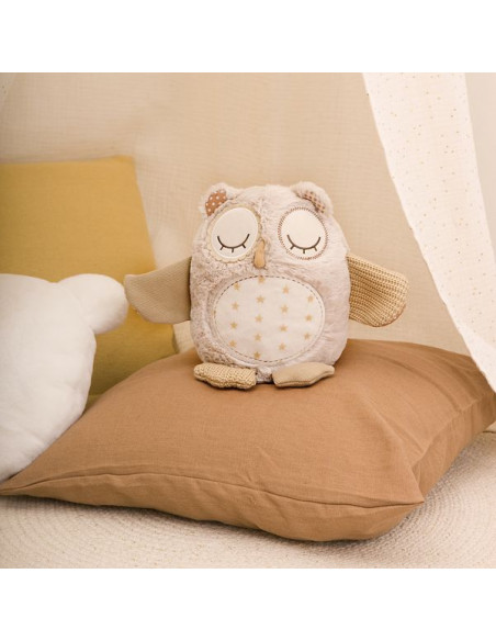 Peluche musicale bruit blanc avec détecteur de pleurs Hibou - Made in Bébé