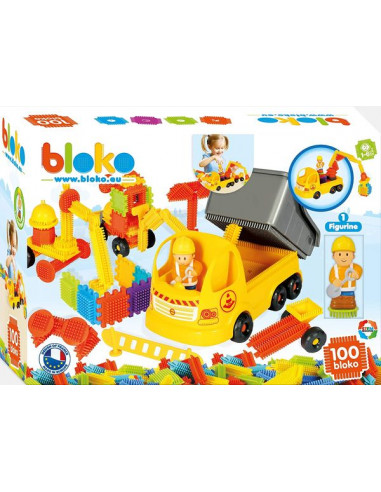 Coffret de 100 Bloko avec camion de chantier et figurine