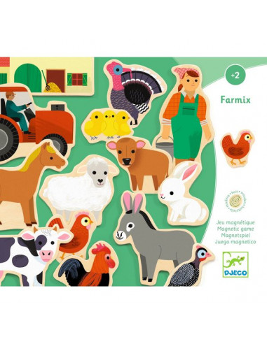 Jeu magnétique bois crazy animaux - tableau et magnets - Djeco 