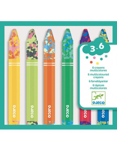 6 crayons multicolores - loisirs créatifs - Djeco 