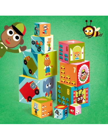 Cubes à empiler véhicules - Djeco Cubes à empiler véhicules - Djeco
