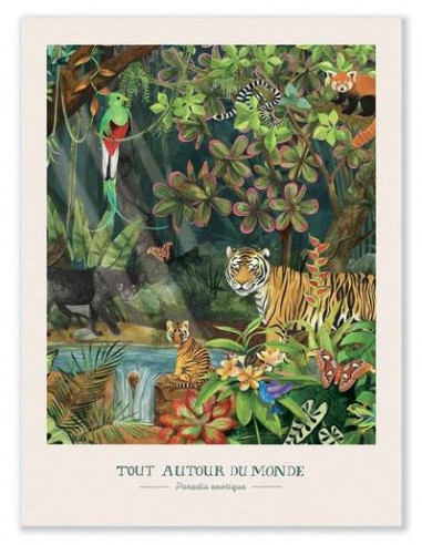 Abécédaire Lilliputiens sur toile avec porte affiche, thème jungle