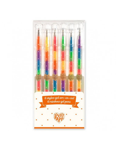 6 stylos gel arc-en-ciel - Djeco