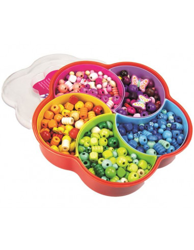 Farandole de fleurs perles bois -...