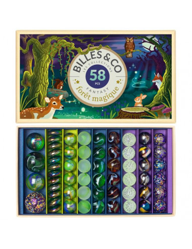 Coffret de 58 billes Foret Magique -...