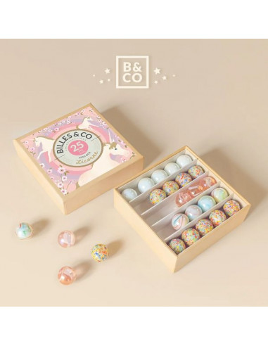 Coffret de 25 billes Licorne - Billes... Coffret de 25 billes Licorne - Billes...