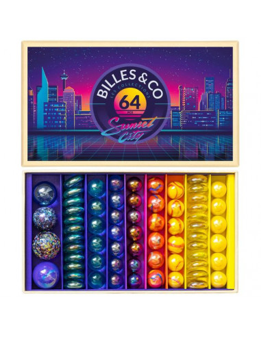 Coffret de 64 billes Sunset city -...