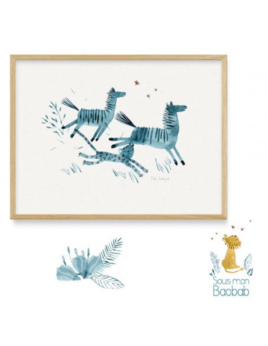 Affiche Les zébres et le guépard Sous... Affiche Les zébres et le guépard Sous...