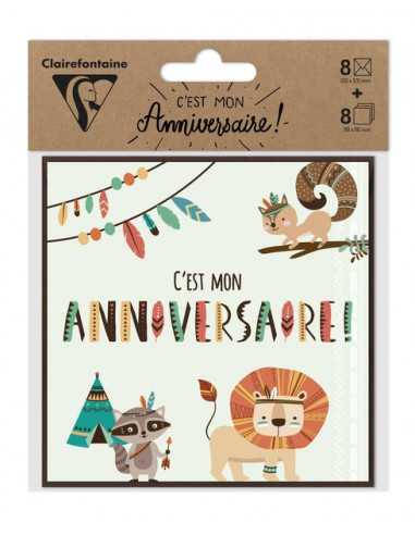 Set 8 invitations anniversaire Indiens