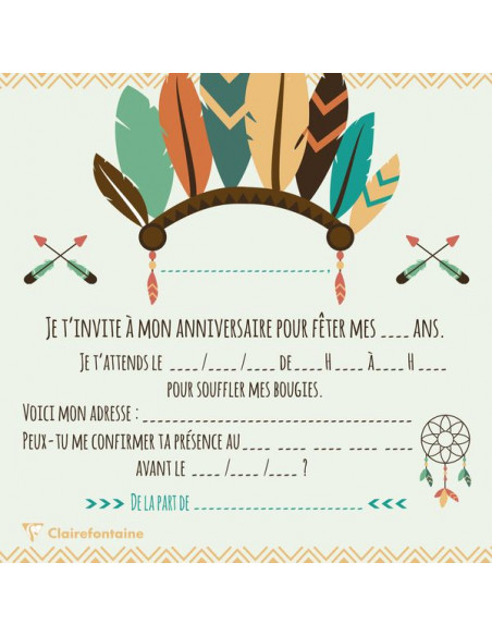 Cartons d'invitation anniversaire pour enfants Licorne - Clairefontaine