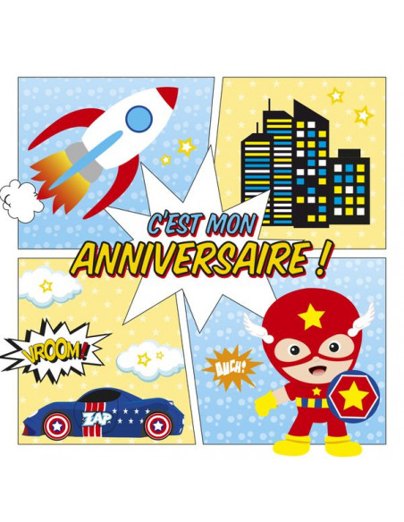 Set 8 invitations anniversaire Super héros