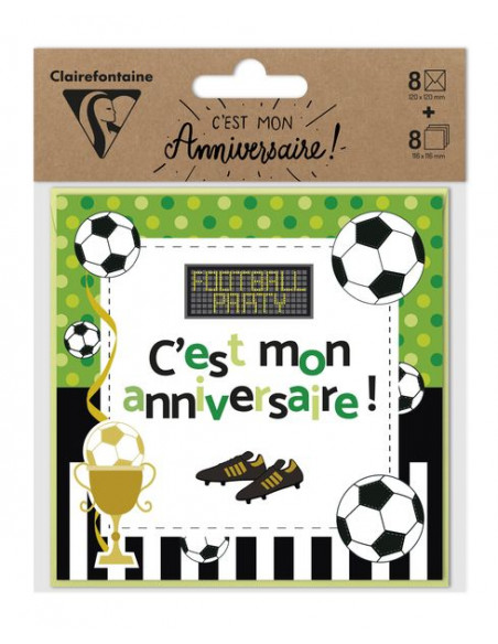 8 Invitations Anniversaire Ballon de Football