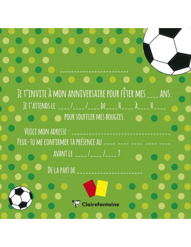 Carte d'invitation anniversaire enfant rouge foot garçon - Fête