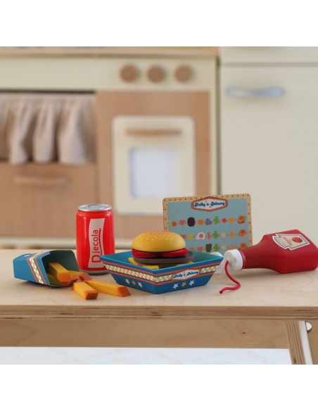 Dinette Enfant Jouet Aliment Cuisine Hamburger, avec Plateau