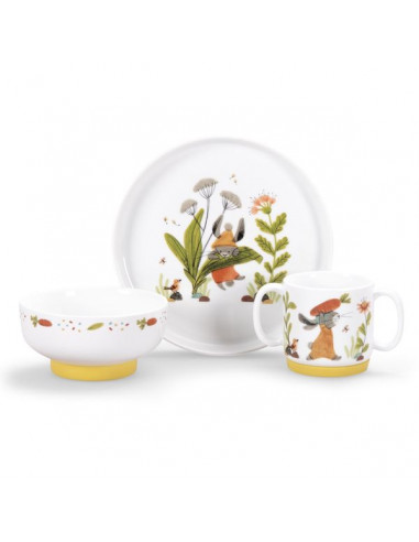 Coffret repas bébé melamine animal green - Les 3 boutiques