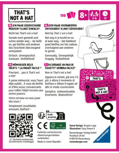 Jeu That's not a hat - Ravensburger Jeu That's not a hat - Ravensburger